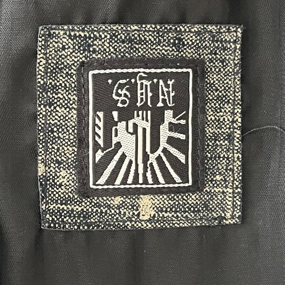 90s Vintage NYS Denim Effect 100%  Genuine Leather Cropped Blazer Jacket Size 6 - Picture 9 of 11